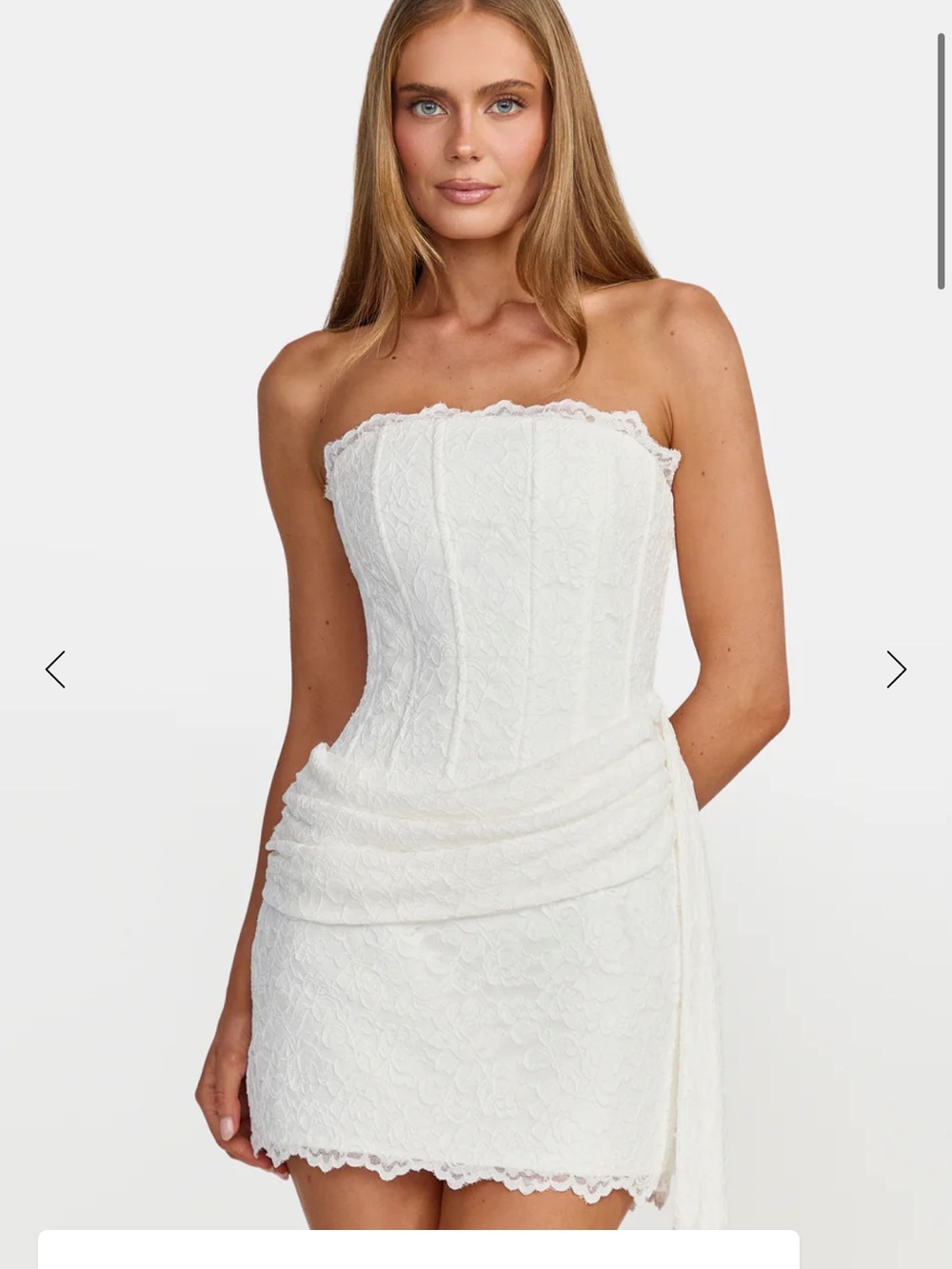 Showpo White Strapless Lace Corset Mini Dress